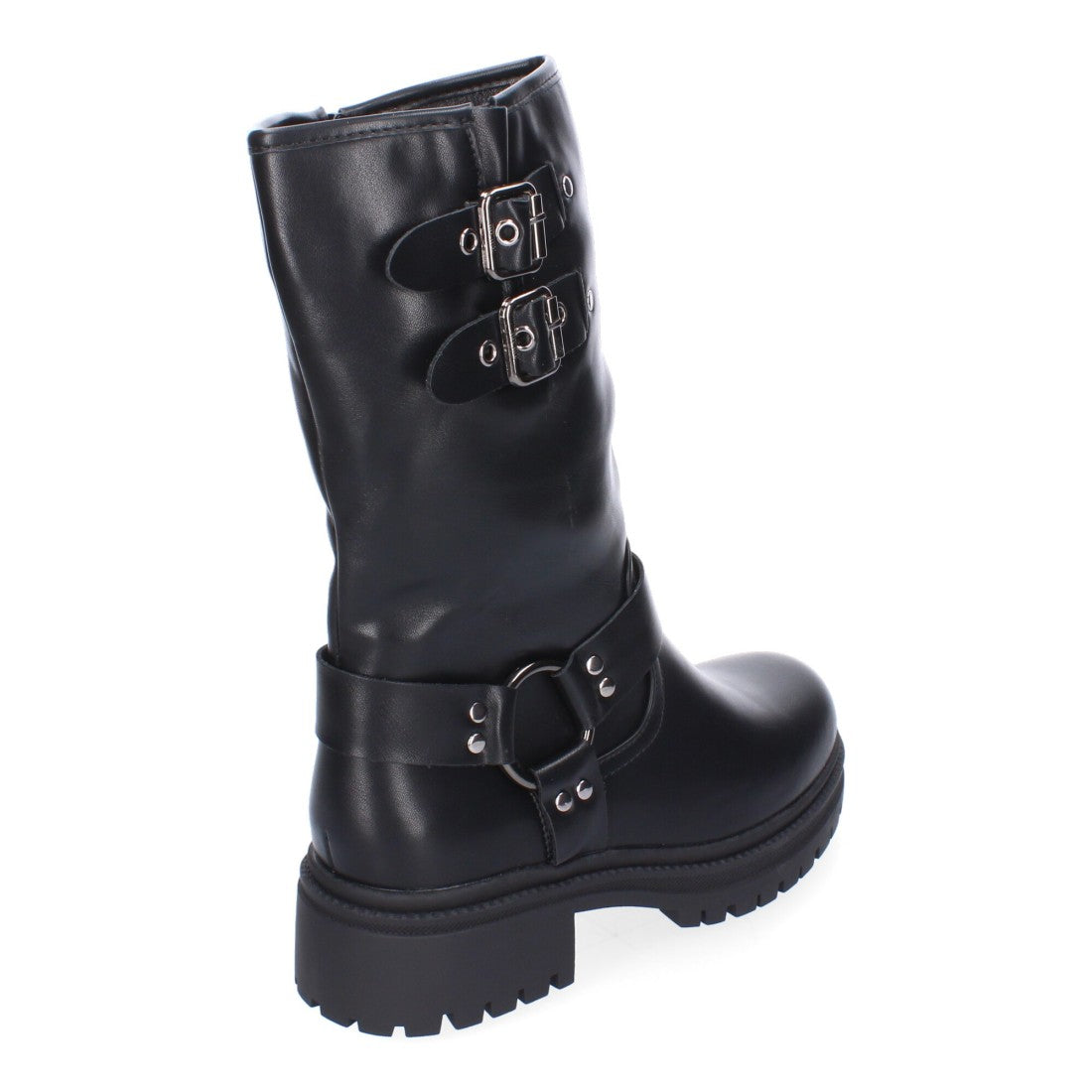 Botas de tacón de mujer con detalles de hebillas metálicas