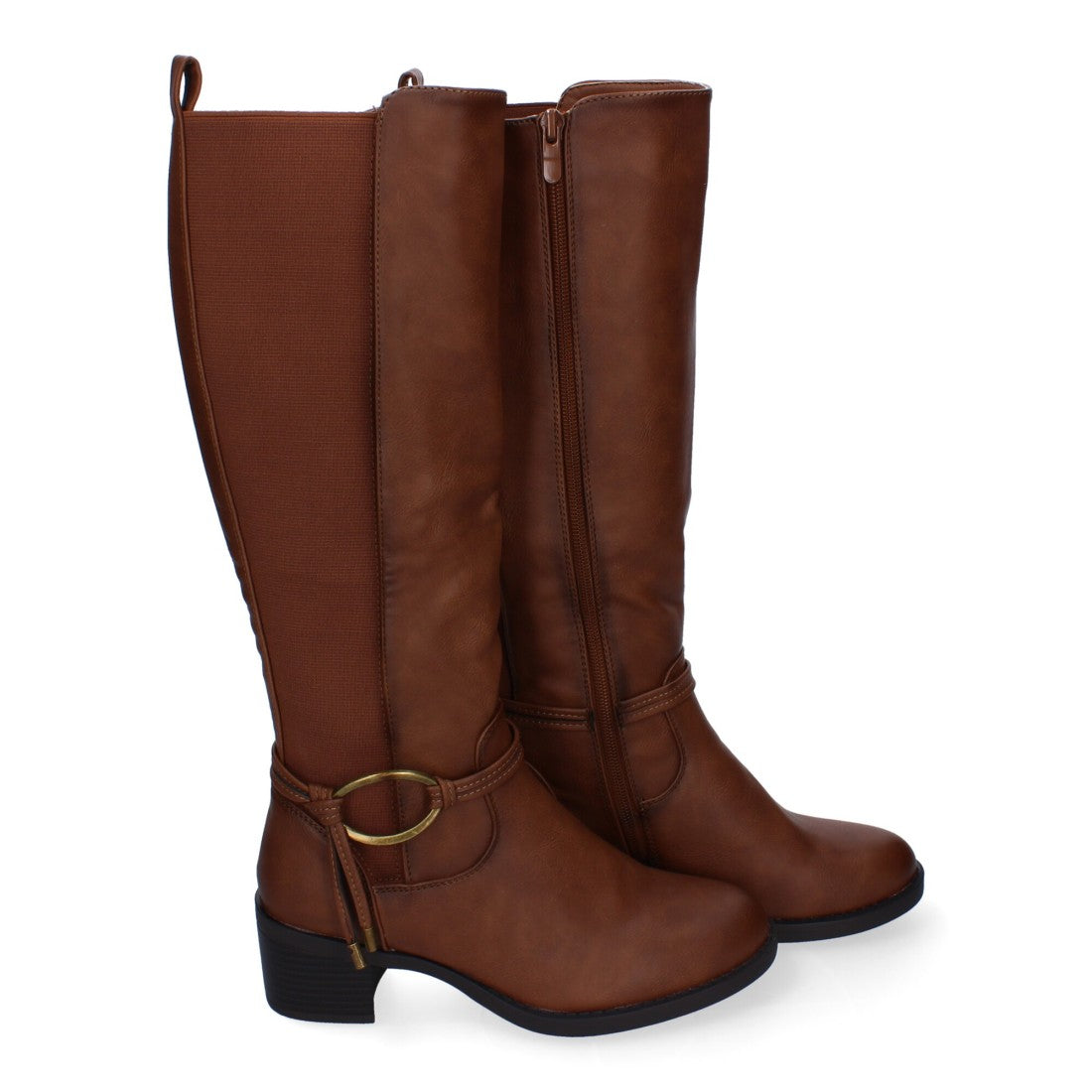 Botas de tacón de mujer con detalle de hebilla