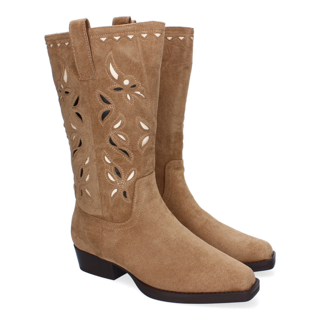 Bota campera de mujer con detalles y adornos en la caña - Kaki