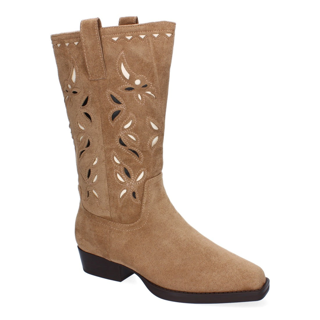 Bota campera de mujer con detalles y adornos en la caña - Kaki