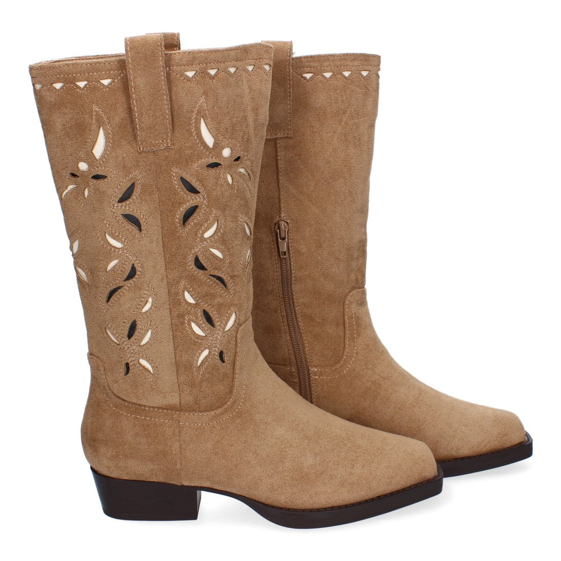 Bota campera de mujer con detalles y adornos en la caña - Kaki