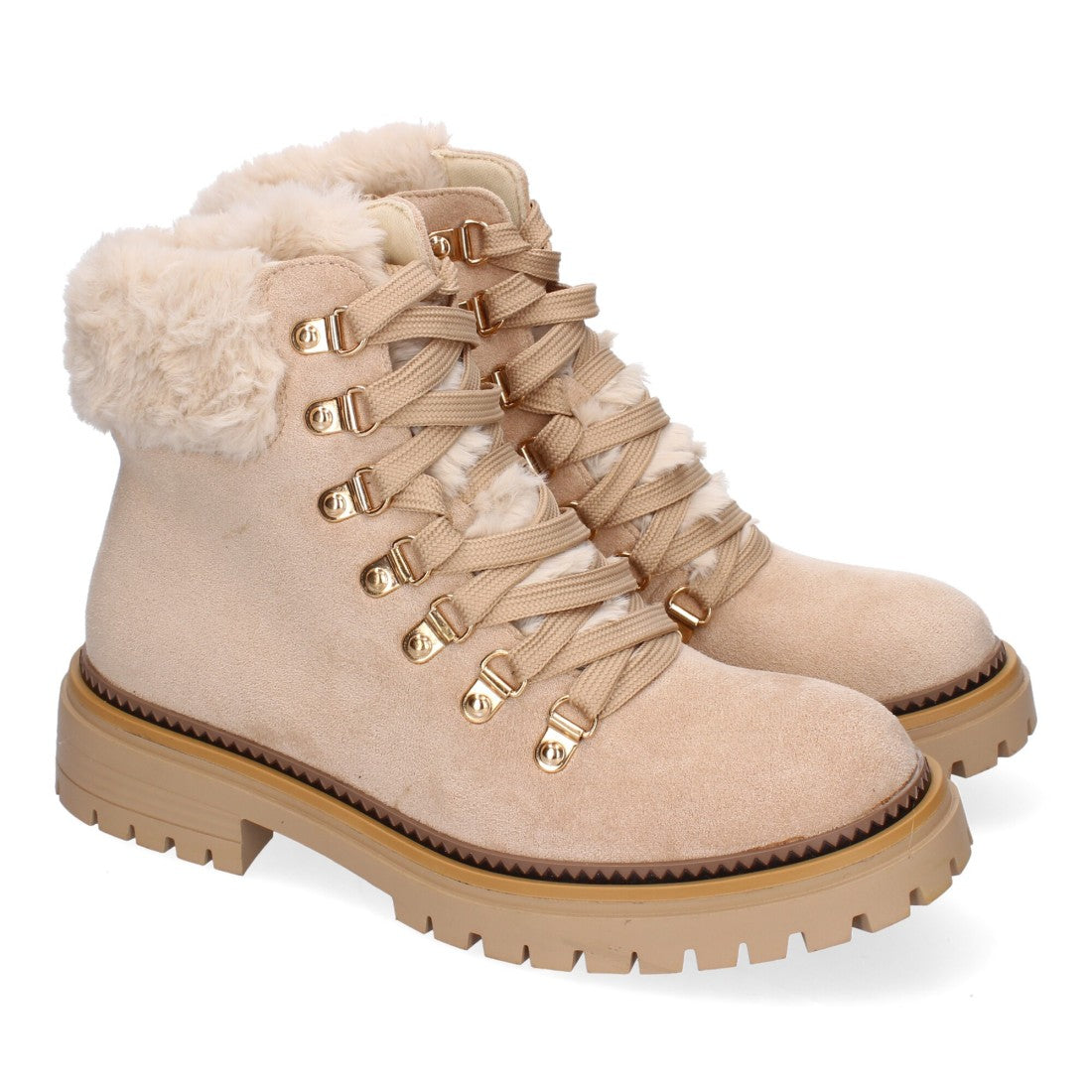 Botines forrados de pelo de mujer - Beige
