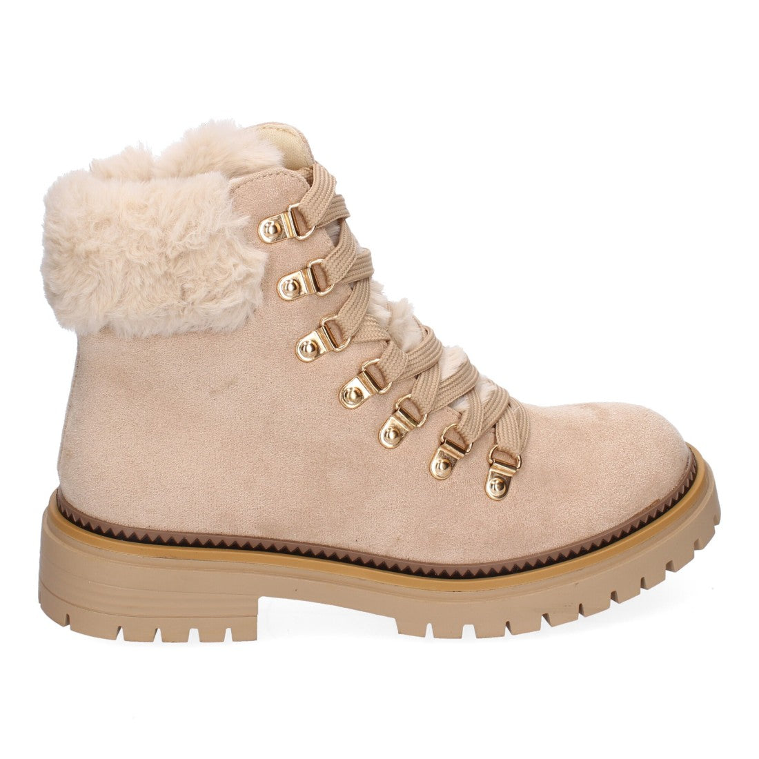Botines forrados de pelo de mujer - Beige