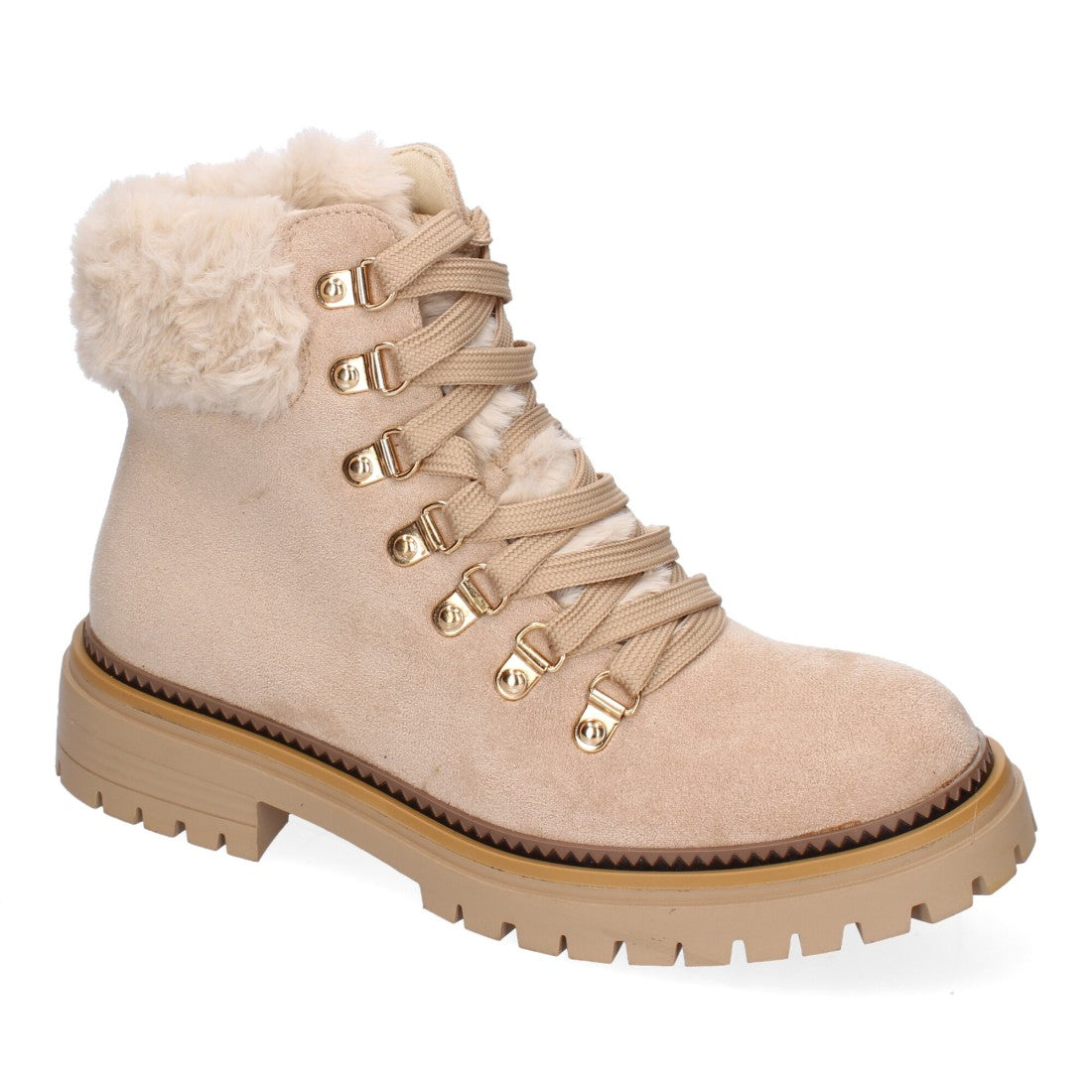 Botines forrados de pelo de mujer - Beige