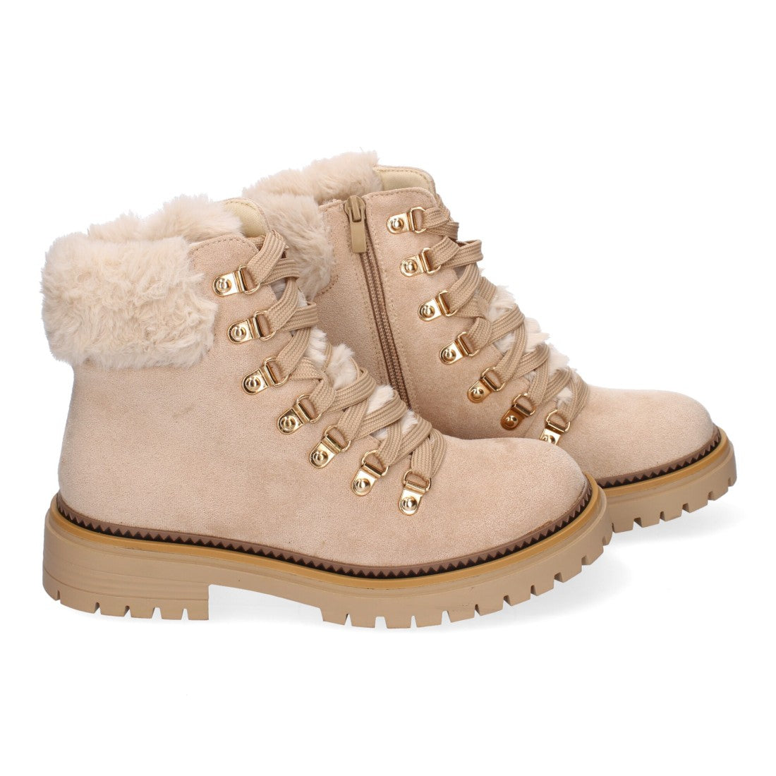 Botines forrados de pelo de mujer - Beige