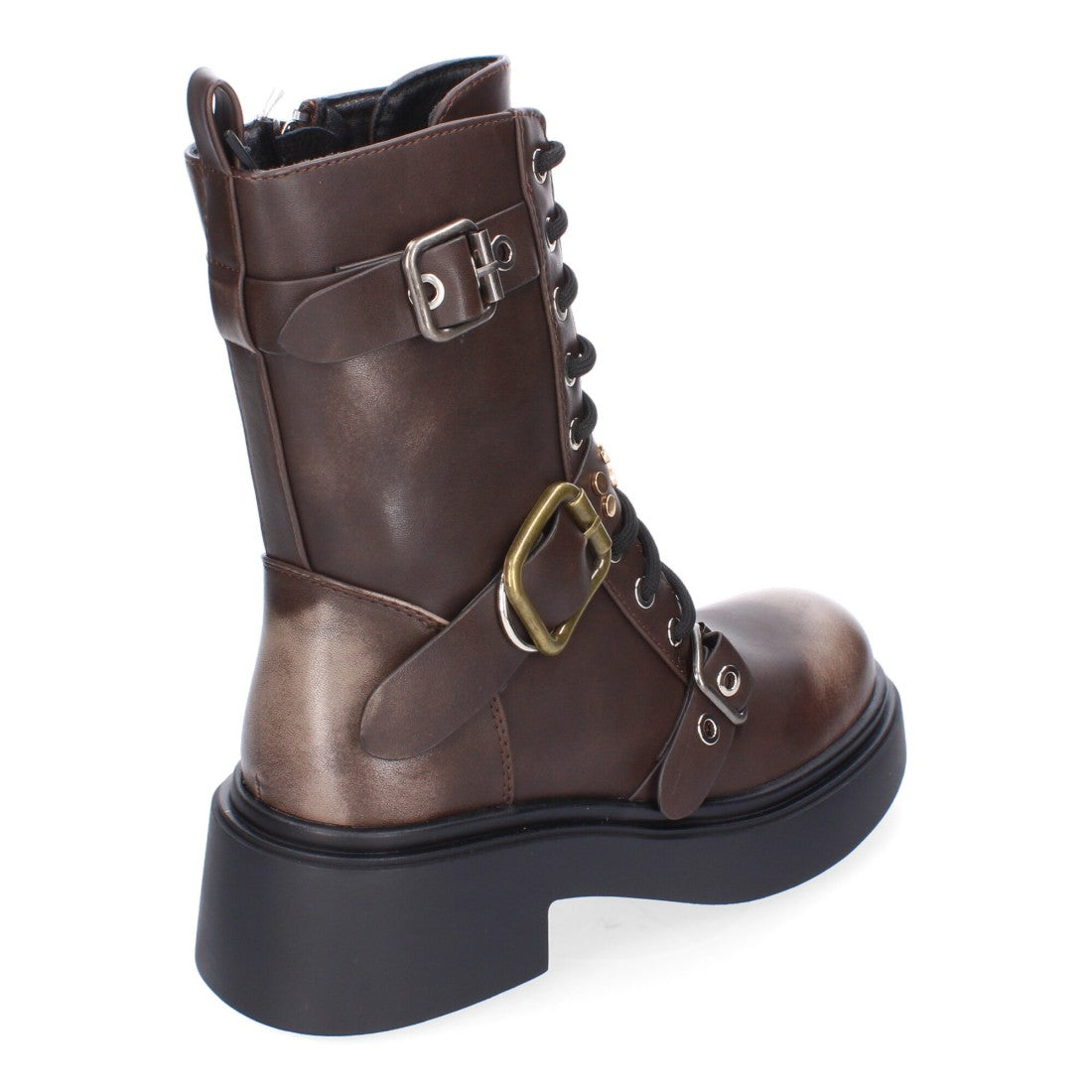 Bota de tacón de mujer con adornos de hebillas