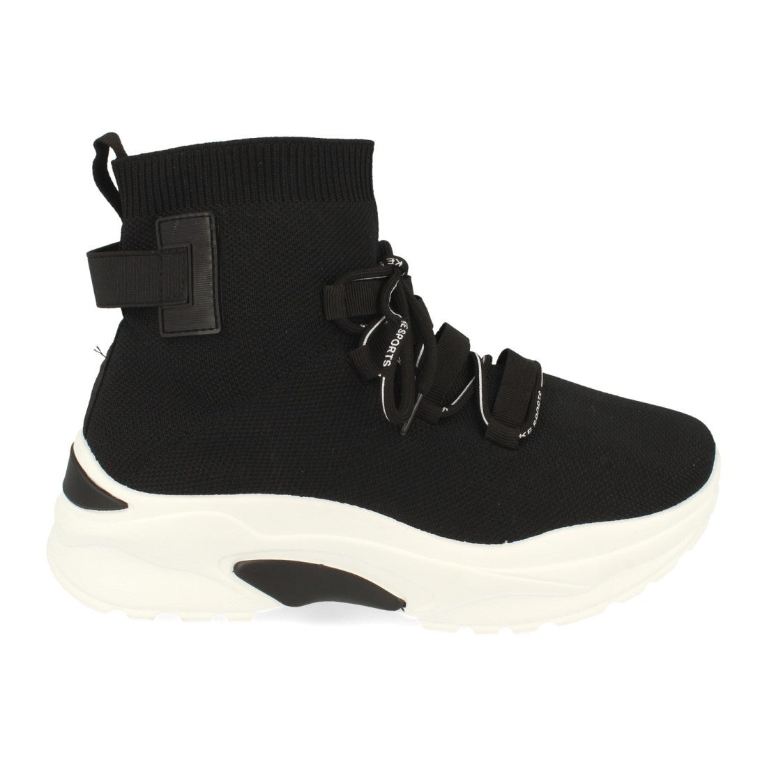 Zapatilla abotinada de mujer de estilo calcetín elástico - Negro (Ref. 1AP-1022)