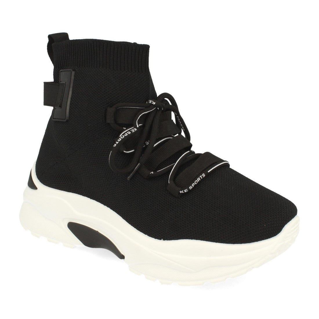Zapatilla abotinada de mujer de estilo calcetín elástico - Negro (Ref. 1AP-1022)