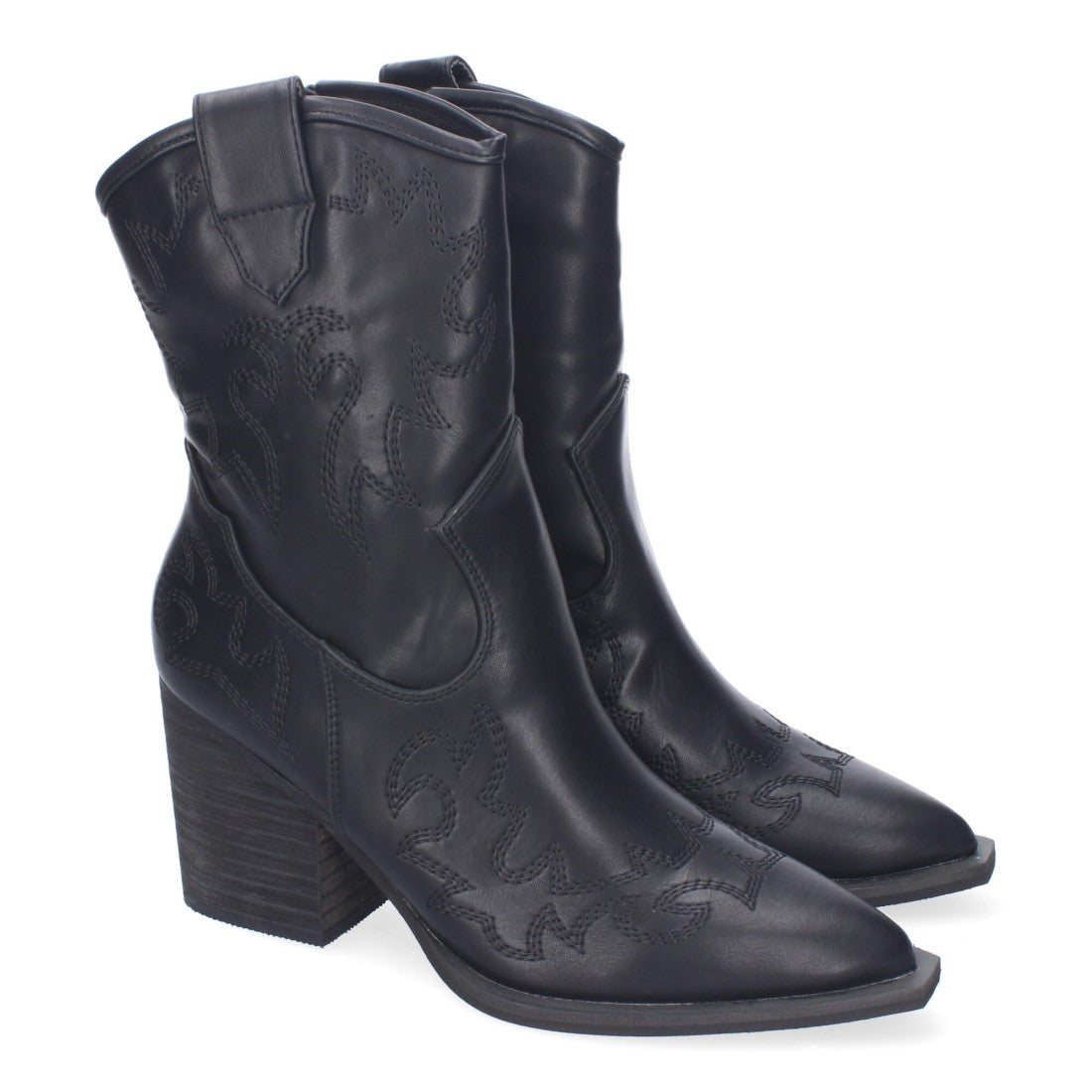 Botines estilo cowboy elegantes de mujer con detalles bordados