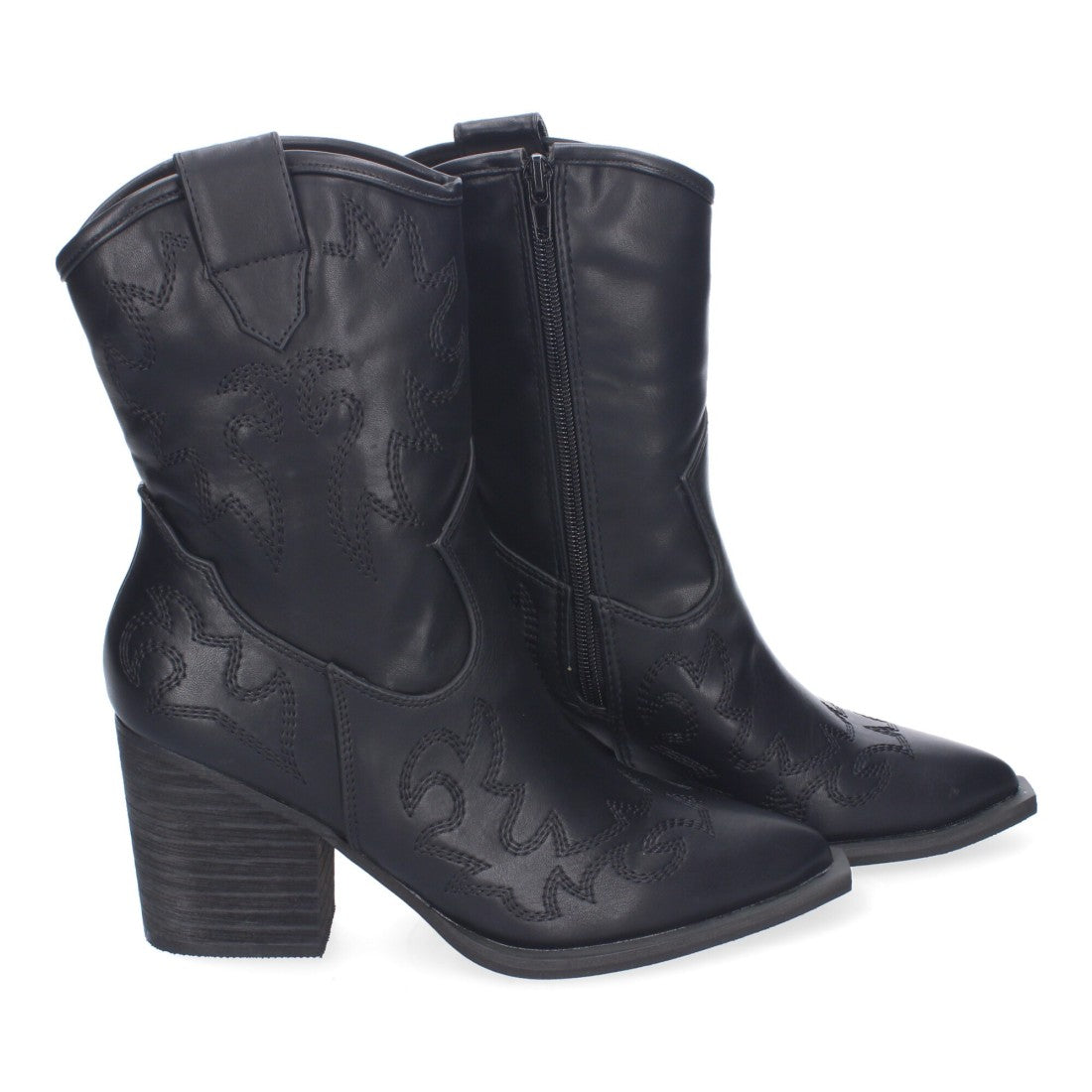 Botines estilo cowboy elegantes de mujer con detalles bordados