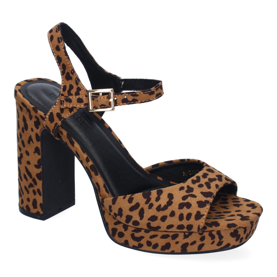 Sandalia de tacón alto de mujer con estampado animal print