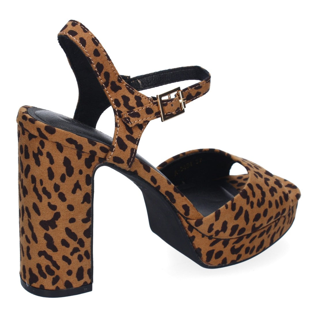 Sandalia de tacón alto de mujer con estampado animal print