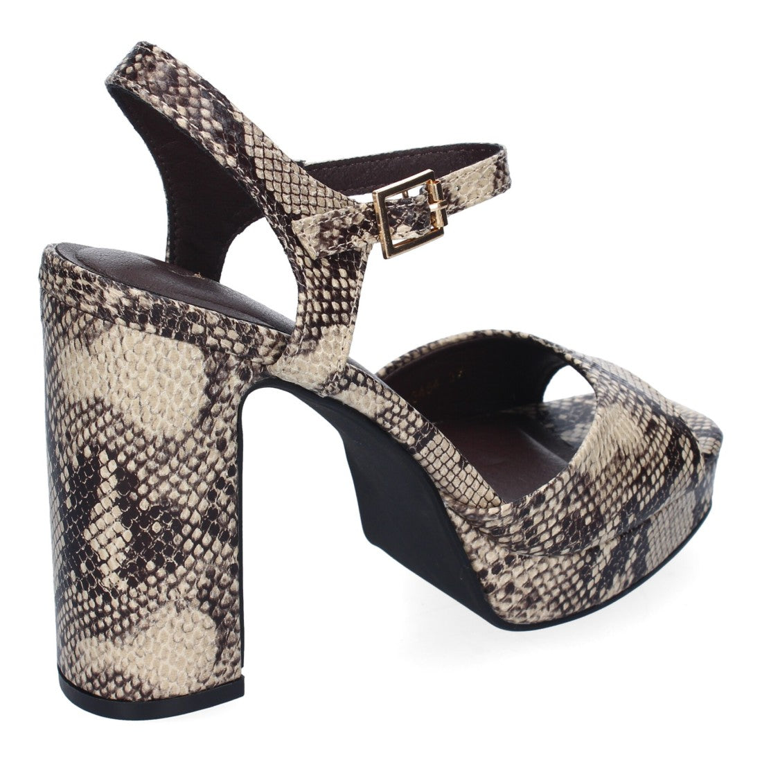 Sandalia de tacón alto de mujer con estampado animal print