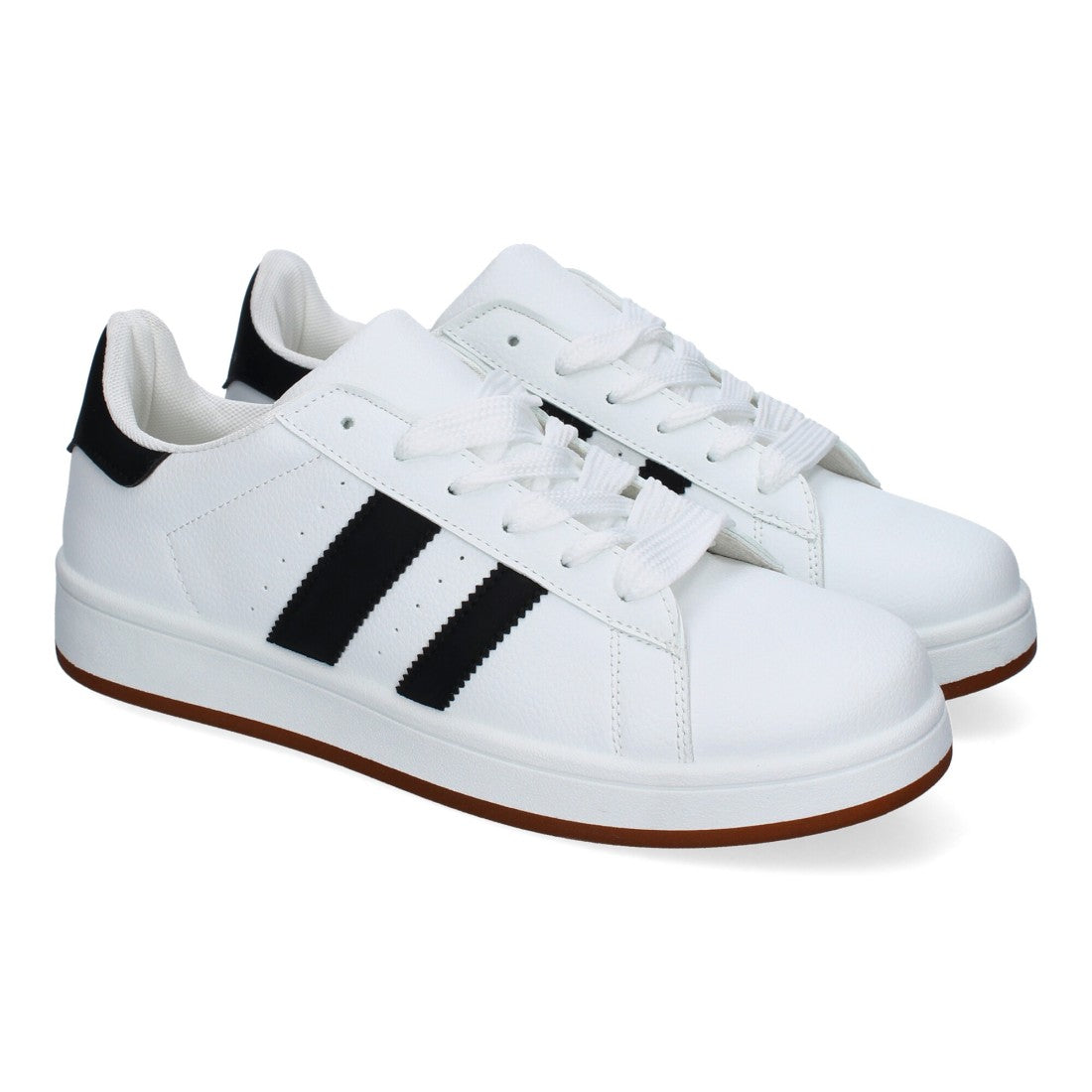 Zapatillas casual de hombre con punta redonda y cierre de cordoneras - Blanco