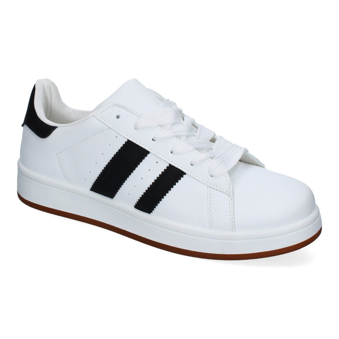 Zapatillas casual de hombre con punta redonda y cierre de cordoneras - Blanco