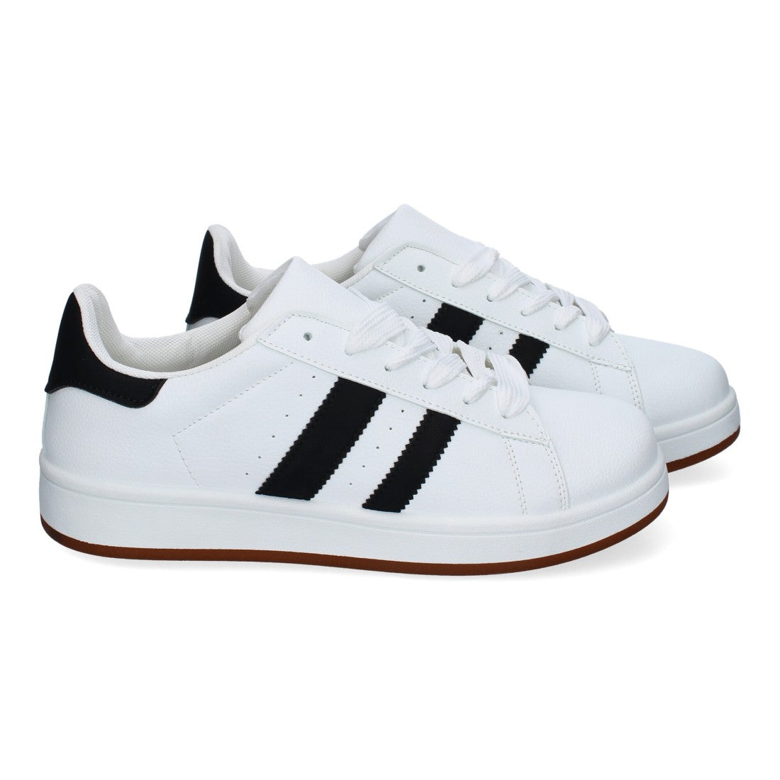 Zapatillas casual de hombre con punta redonda y cierre de cordoneras - Blanco
