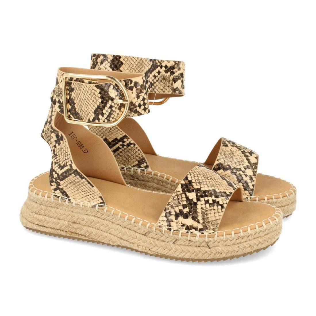 Sandalia plana de mujer con yute