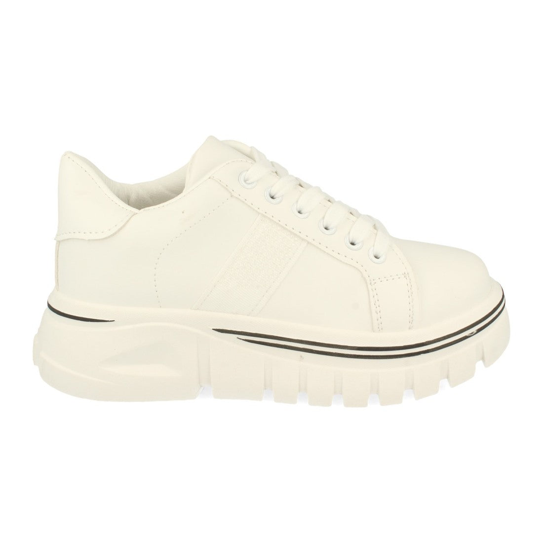 Zapatilla de plataforma de mujer con cierre de cordones - Blanco (Ref. LA07)