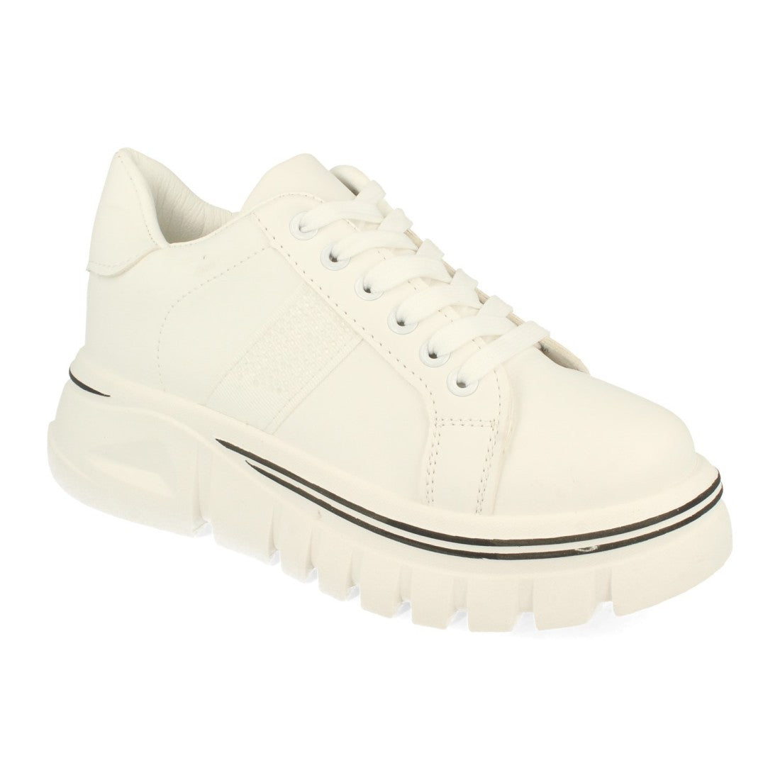 Zapatilla de plataforma de mujer con cierre de cordones - Blanco (Ref. LA07)