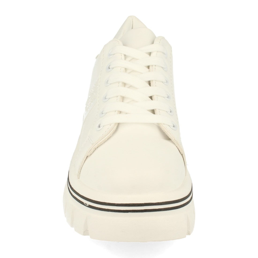 Zapatilla de plataforma de mujer con cierre de cordones - Blanco (Ref. LA07)