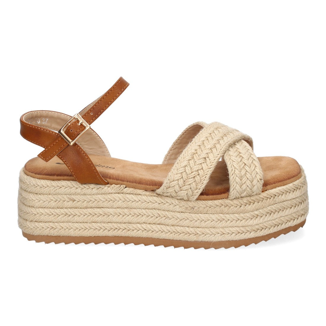 Sandalia de plataforma de yute de mujer - Beige (Ref. F230-20)