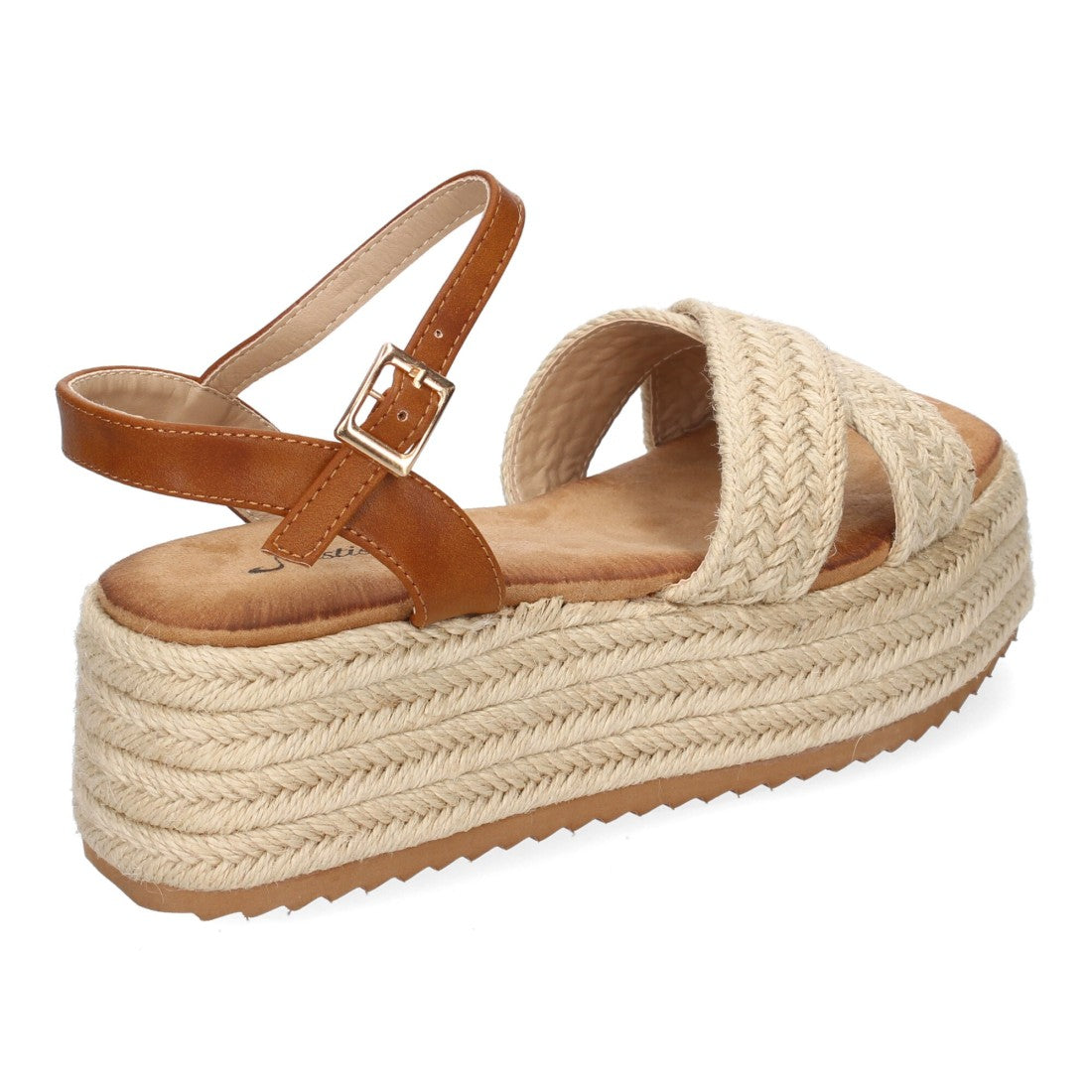 Sandalia de plataforma de yute de mujer - Beige (Ref. F230-20)