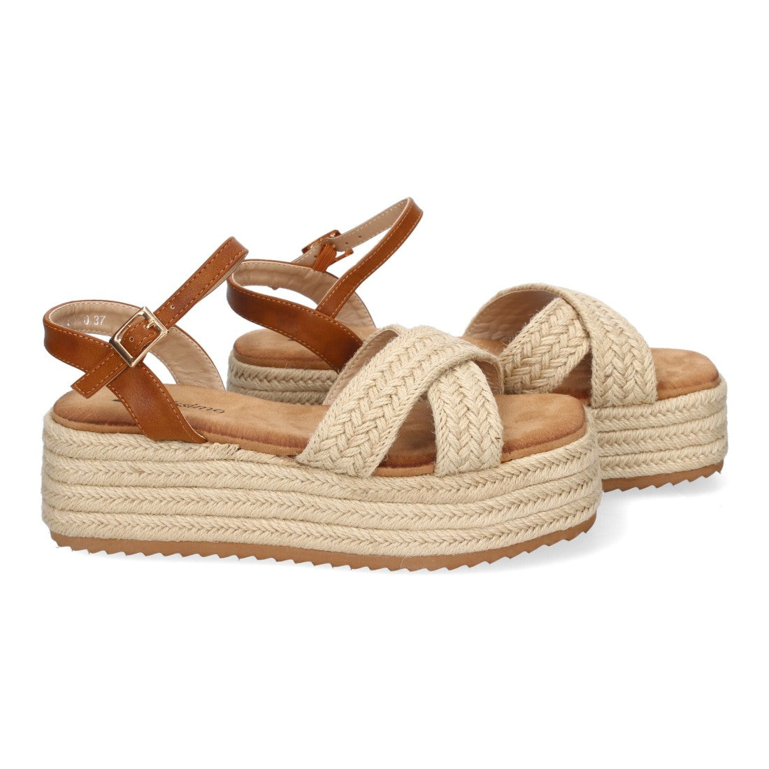 Sandalia de plataforma de yute de mujer - Beige (Ref. F230-20)