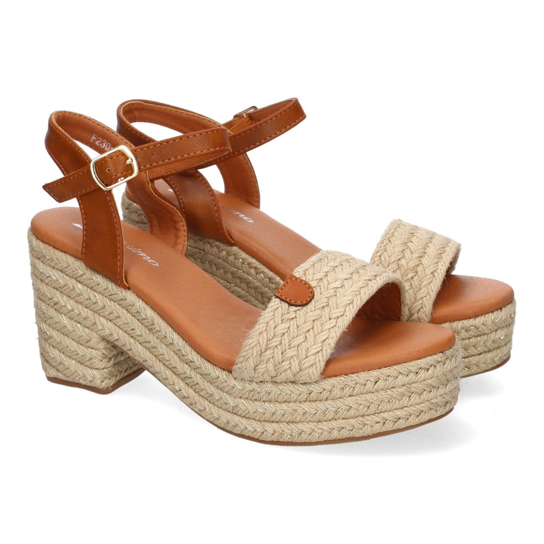 Sandalia de tacón de mujer - Beige (Ref. F230-13)