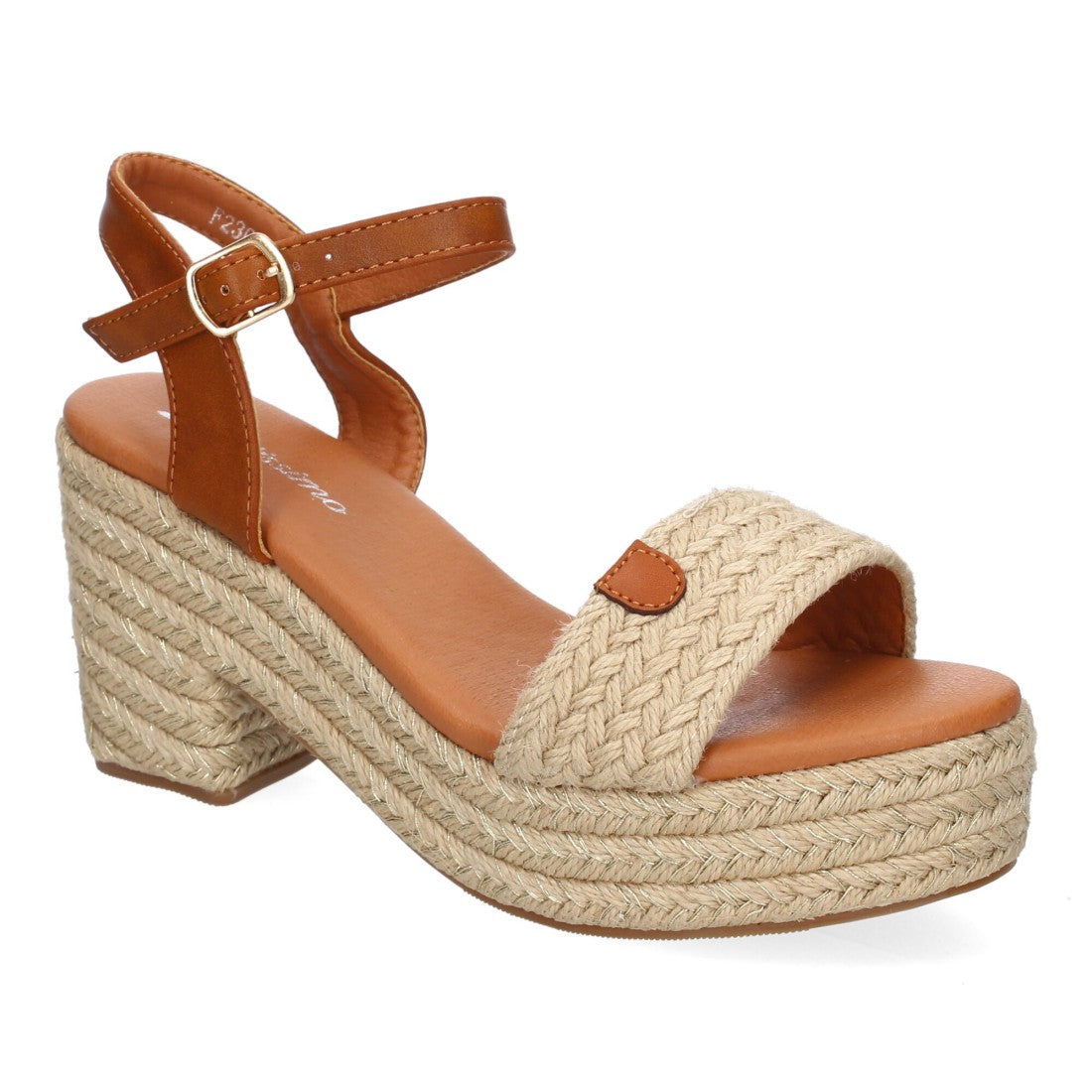 Sandalia de tacón de mujer - Beige (Ref. F230-13)