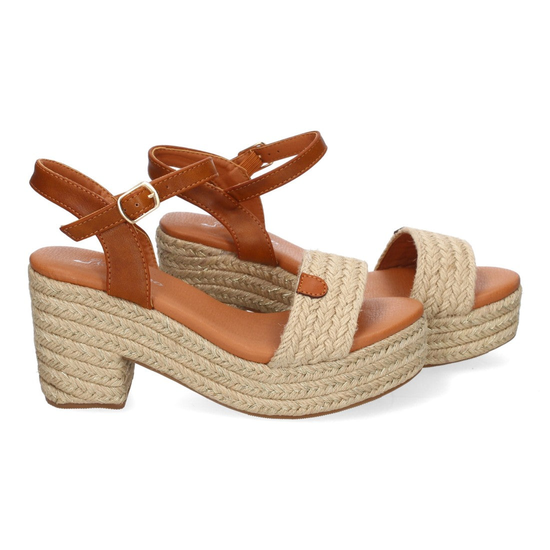 Sandalia de tacón de mujer - Beige (Ref. F230-13)