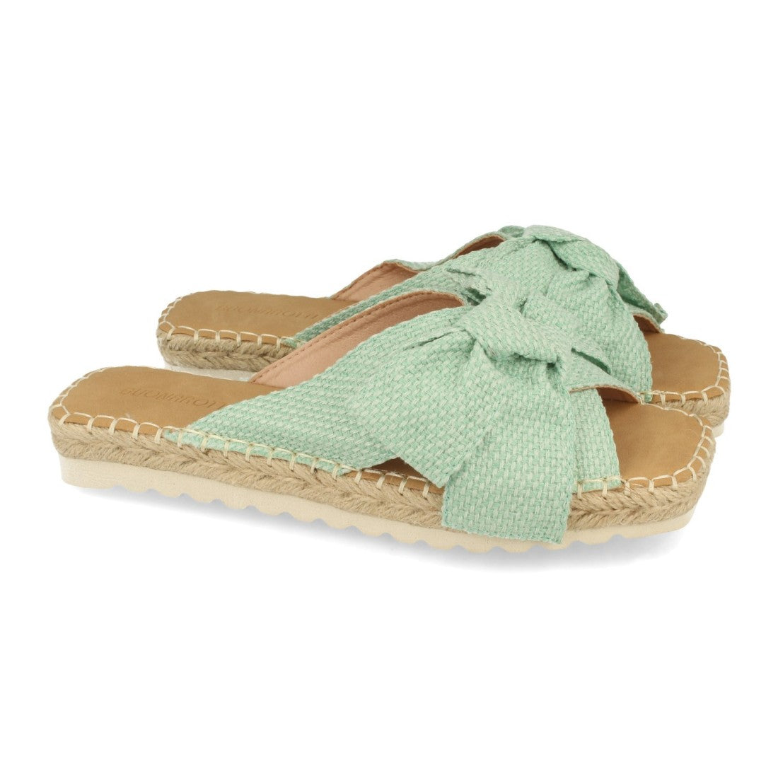 Sandalia plana de mujer forrado con yute - Verde