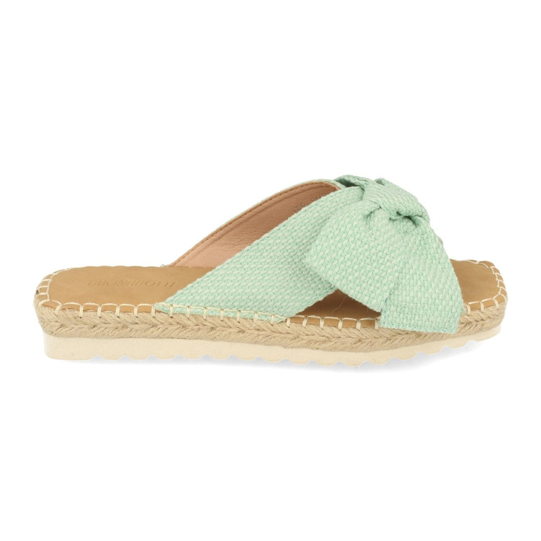 Sandalia plana de mujer forrado con yute - Verde