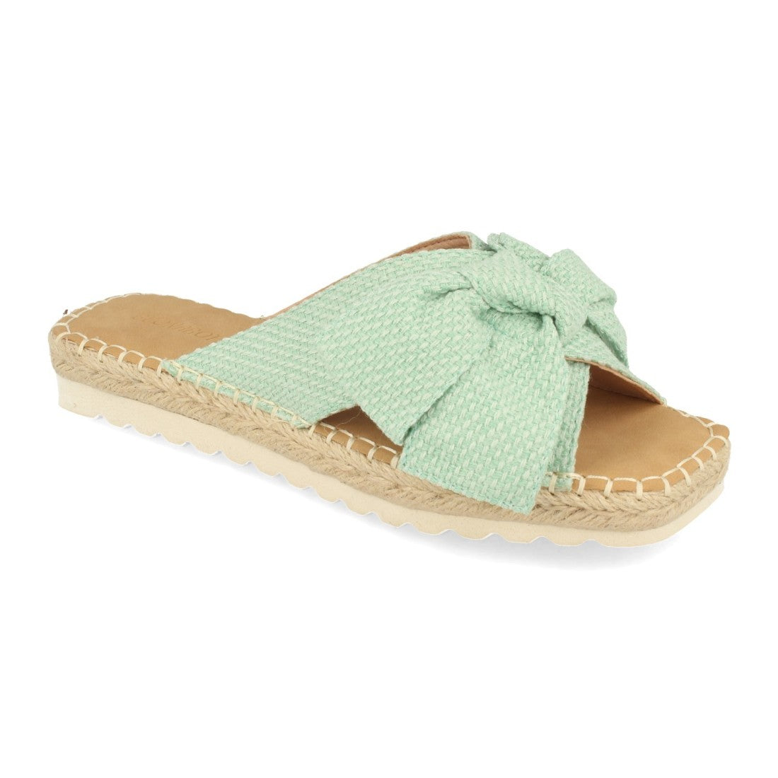 Sandalia plana de mujer forrado con yute - Verde