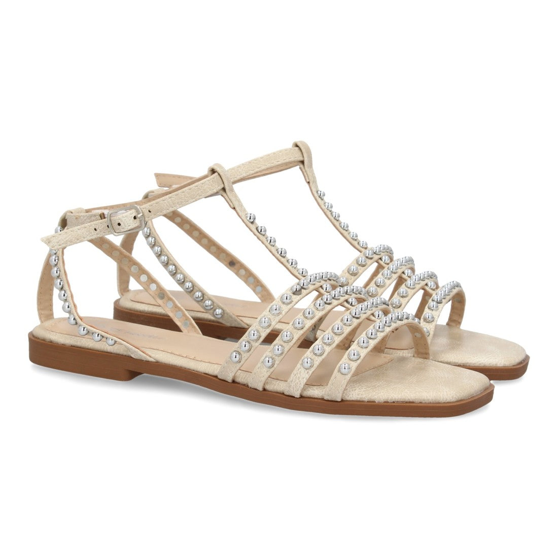 Sandalias planas de mujer con adornos brillantes