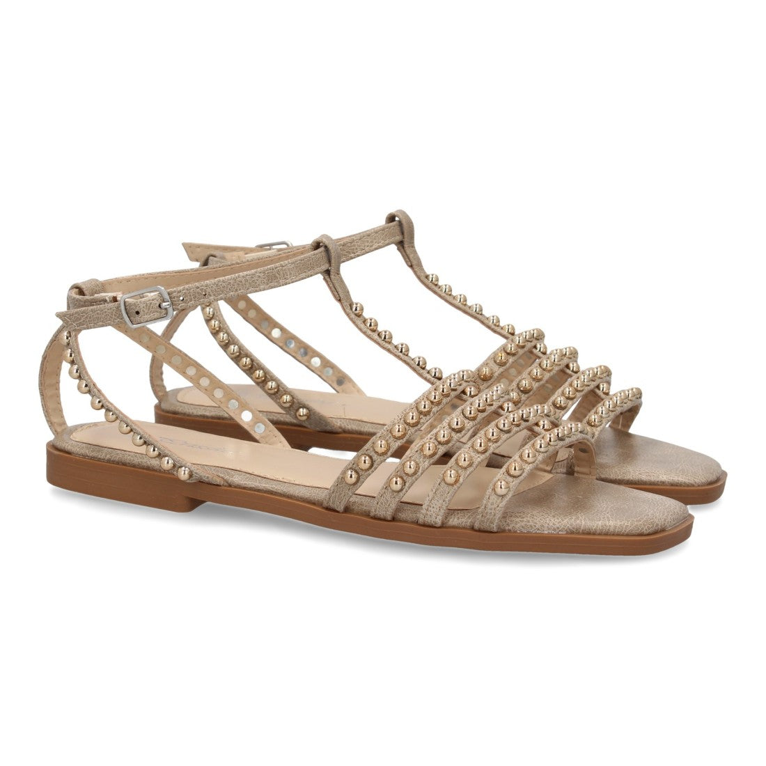 Sandalias planas de mujer con adornos brillantes