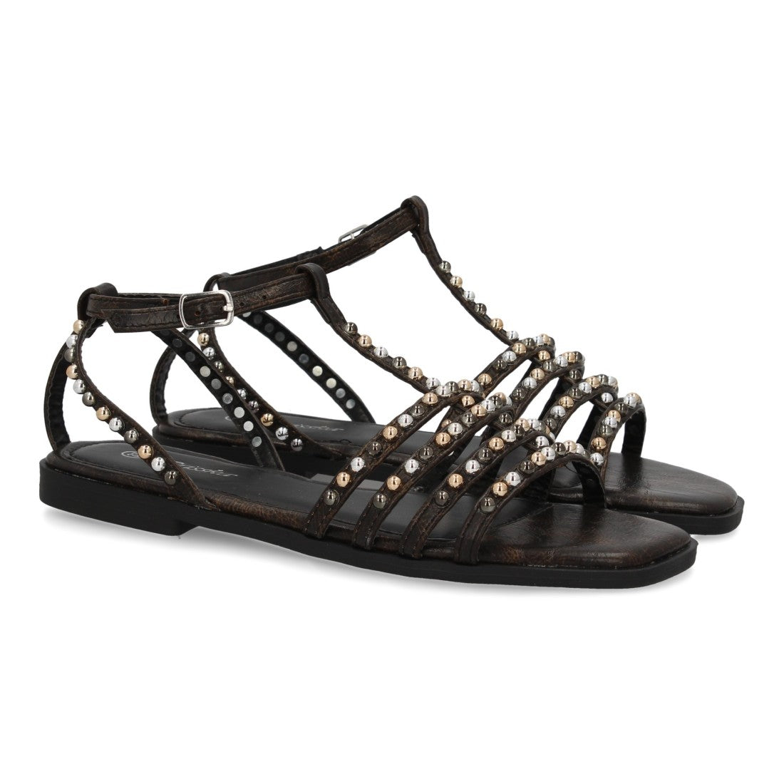 Sandalias planas de mujer con adornos brillantes