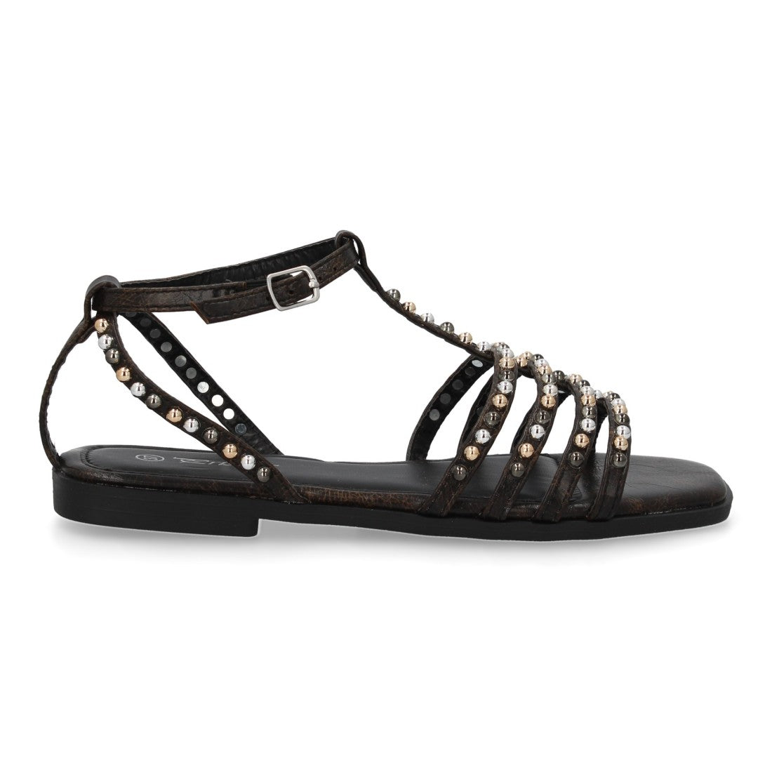 Sandalias planas de mujer con adornos brillantes