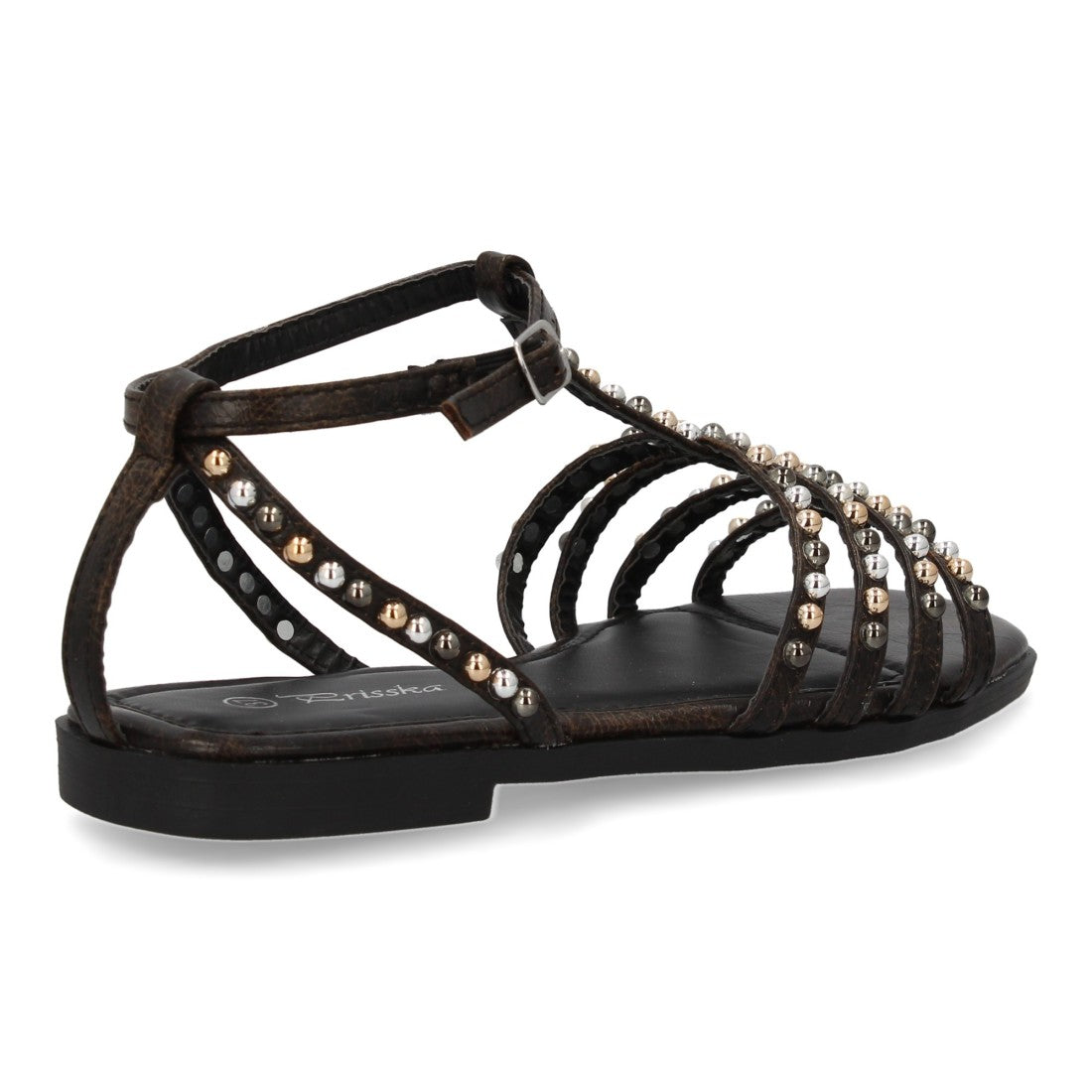 Sandalias planas de mujer con adornos brillantes