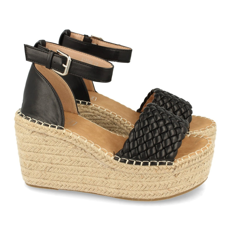 Sandalia de plataforma de mujer con cuña - Negro