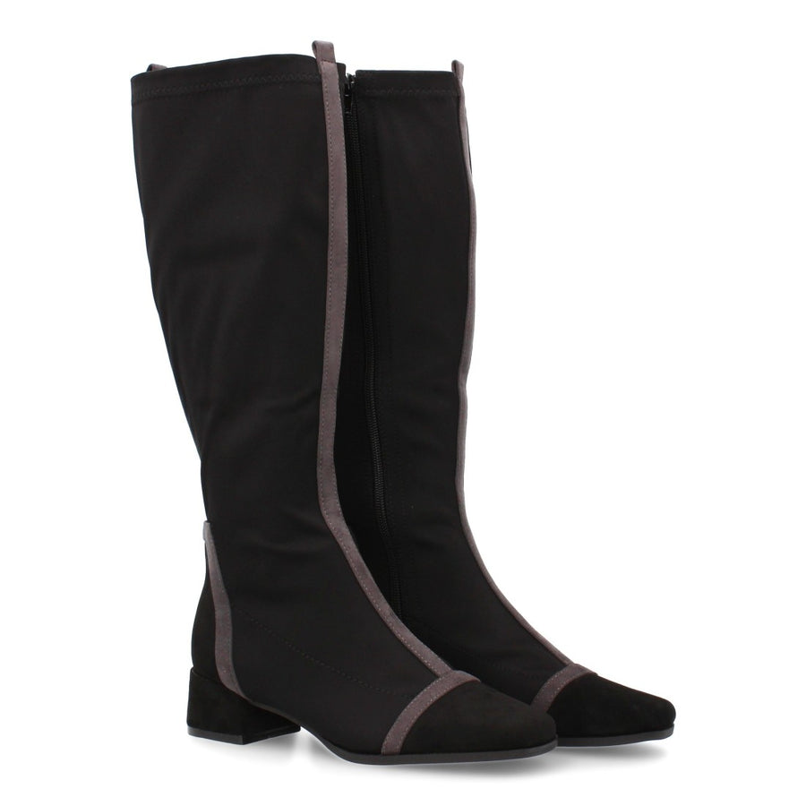 Bota de caña alta de mujer con diseño moderno y cierre de cremallera - Negro