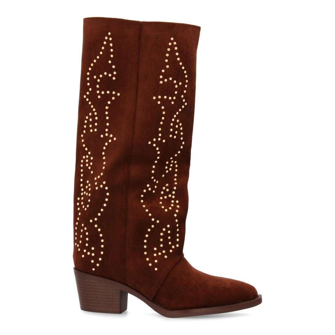 Bota alta cowboy de mujer con caña alta y tachuelas