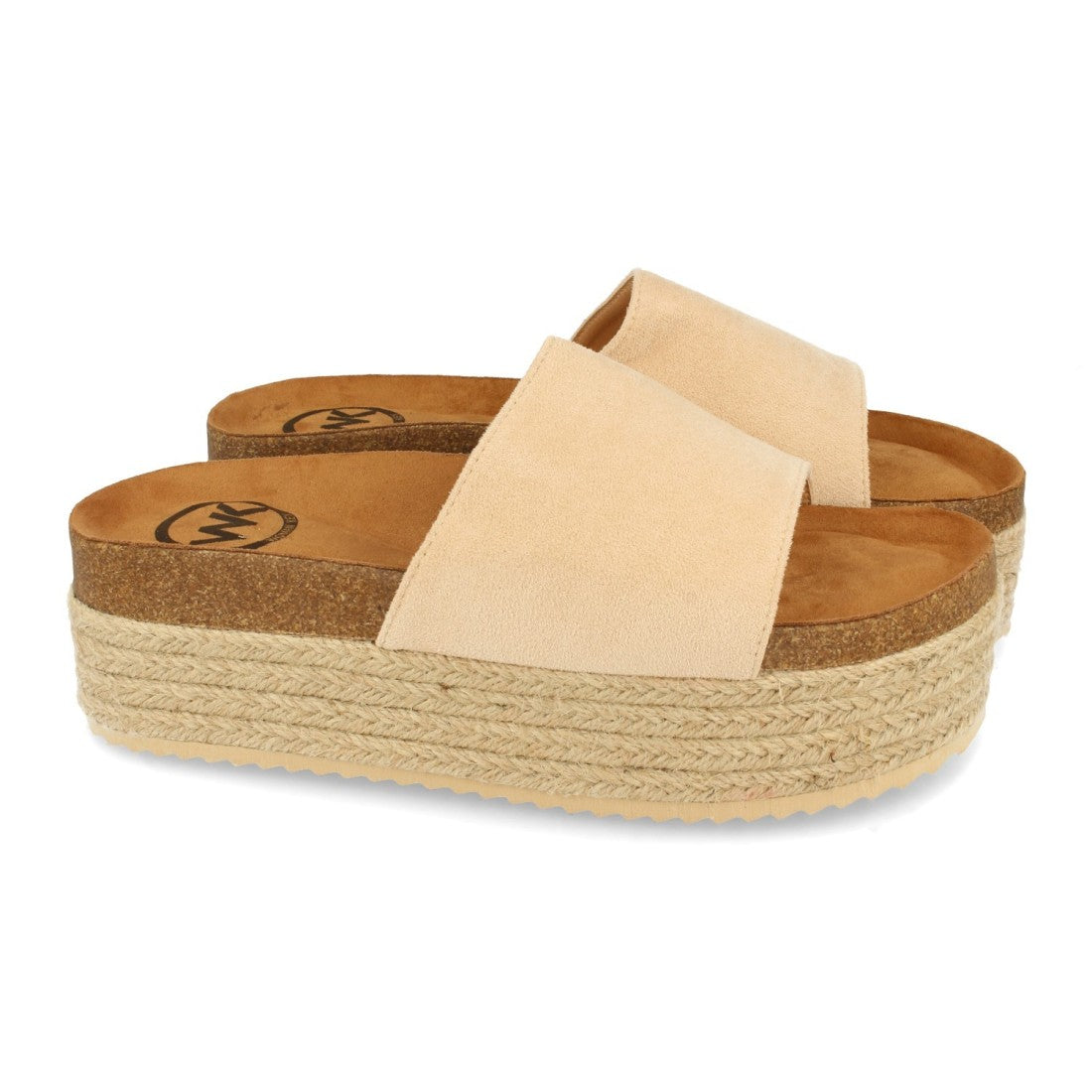 Sandalia de plataforma de mujer forrado de yute - Beige (Ref. MT-52)
