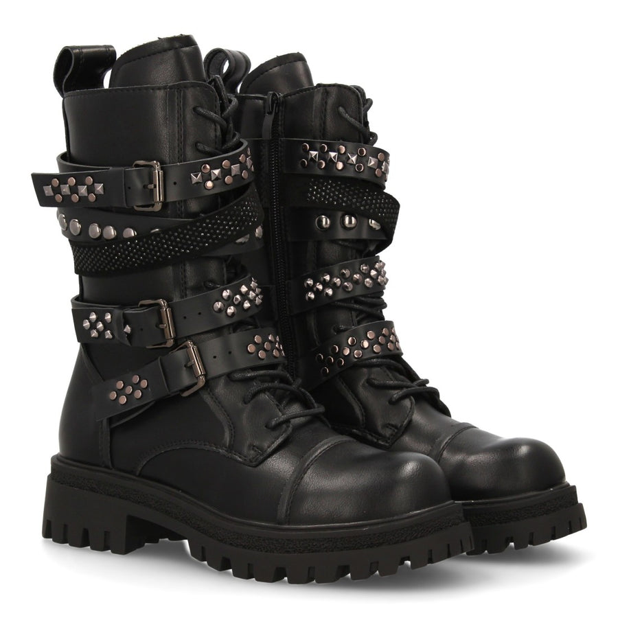 Estas botas de estilo militar de mujer - Negro