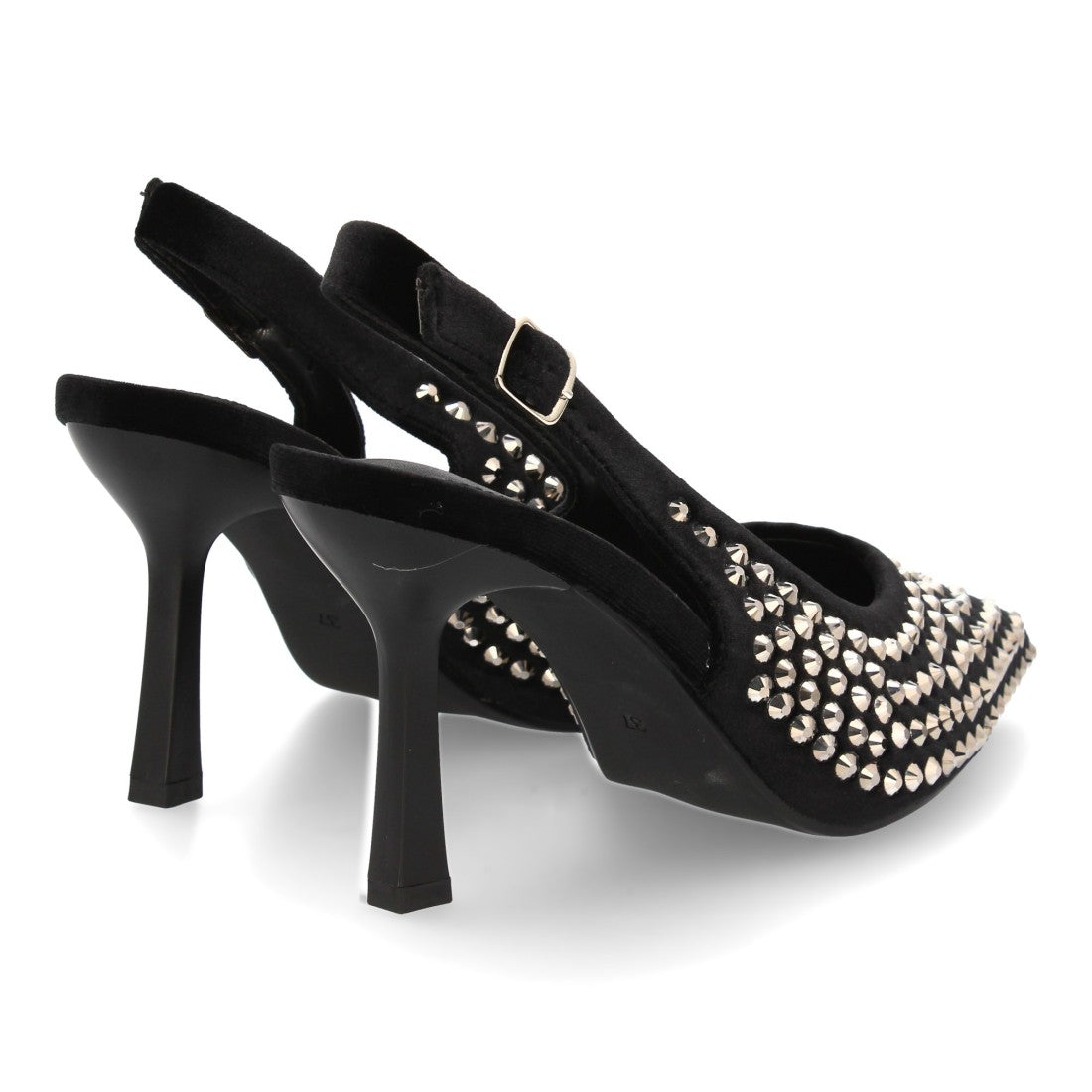 Zapatos de salón elegante de mujer con punta fina y pedreria