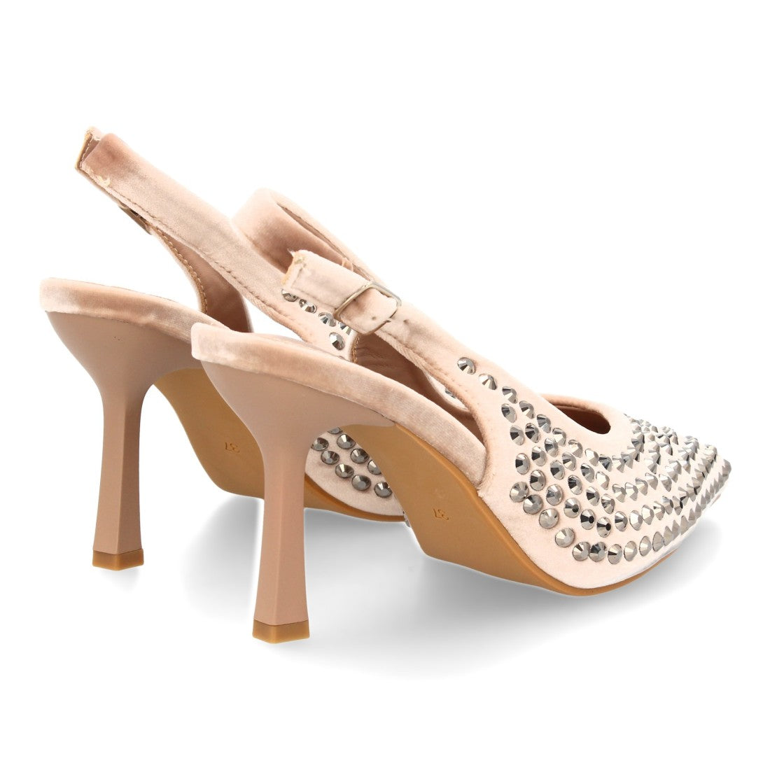 Zapatos de salón elegante de mujer con punta fina y pedreria - Kaki