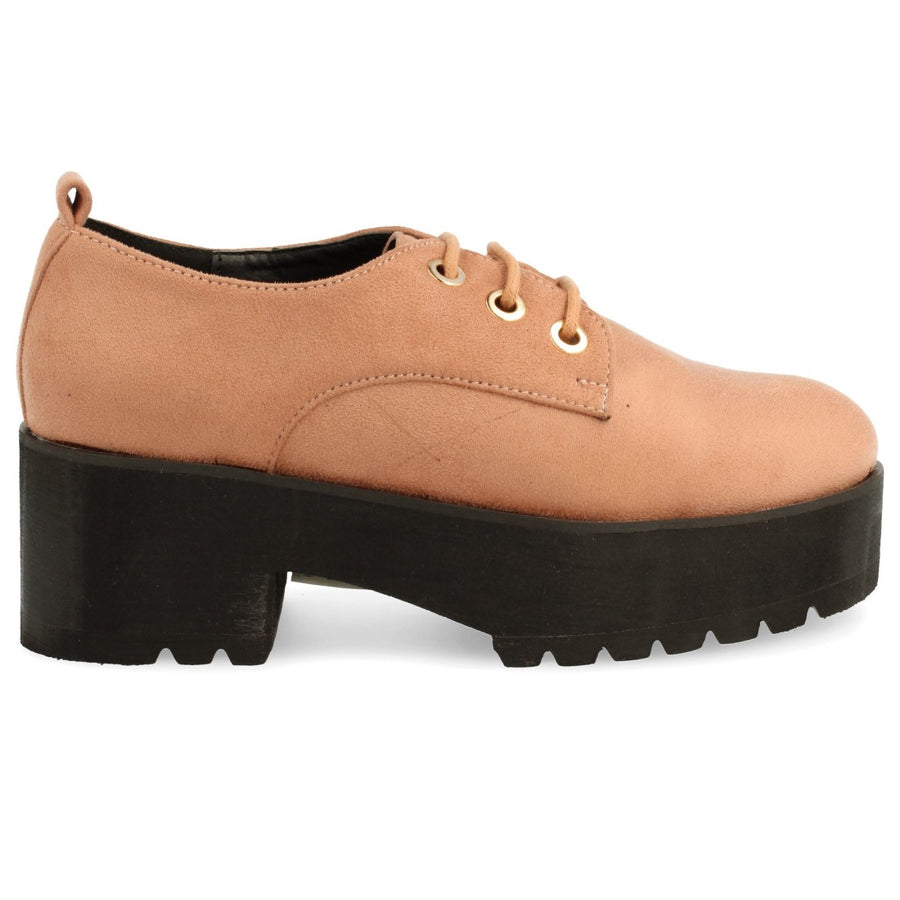 Zapato de plataforma con cordones redondos - Rosa
