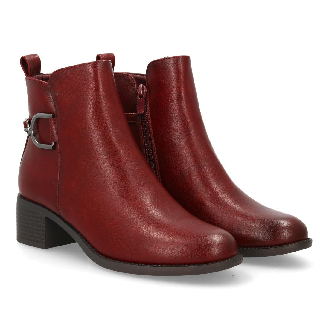 Botines de tacón de mujer con detalle de hebilla