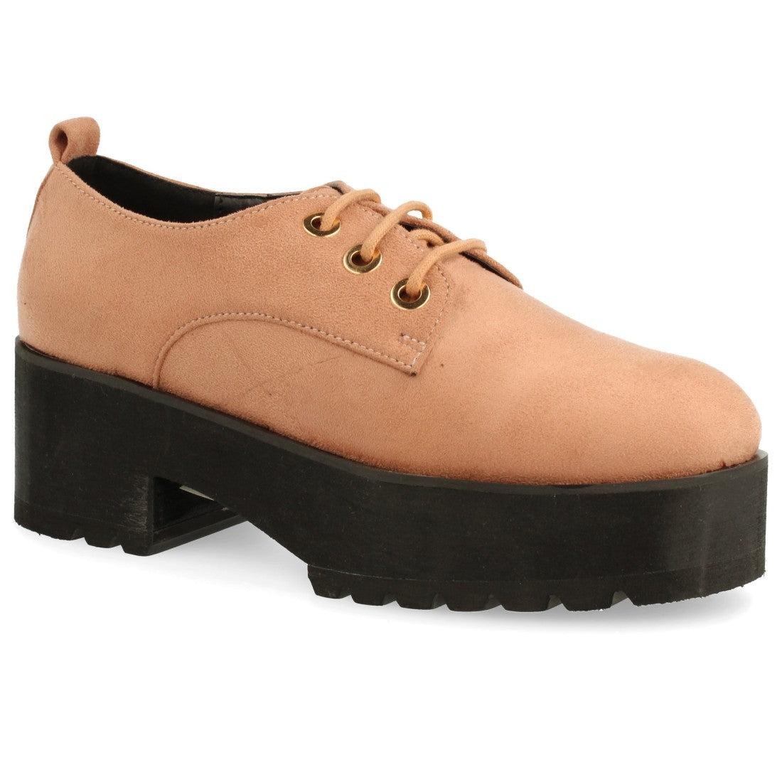 Zapato de plataforma con cordones redondos - Rosa