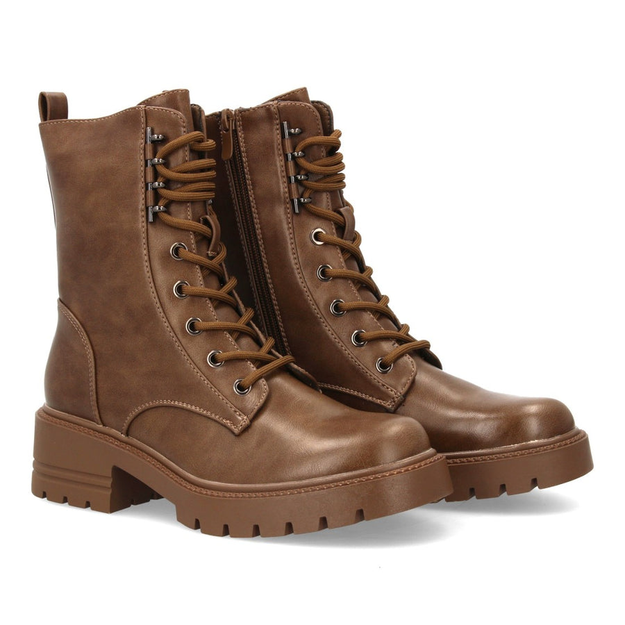 Bota estilo militar de mujer con cierre lateral de cremallera