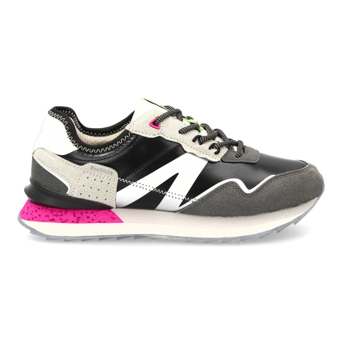 Zapatilla deportiva de diseño urbano de mujer con cierre de cordones - Negro